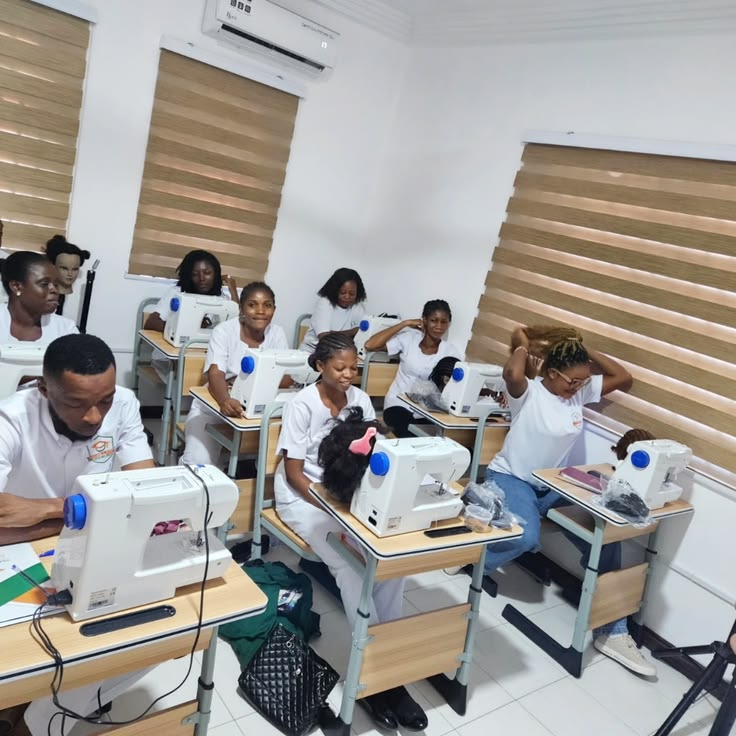Students in the fashion design skills class